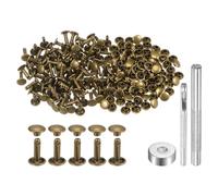 QUARKZMAN 200 Set Rivetti in Pelle 12 x 8mm Elementi Fissaggio Borchie Rivetto a Doppio Cappuccio Metallo 3Pz Montaggio Chicago per Borse Scarpe Pelle Riparazioni, Bronzo