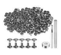 QUARKZMAN 200 Set Rivetti in Pelle 8mm x 6mm Elementi Fissaggio Borchie Rivetto a Doppio Cappuccio Metallo 3Pz Montaggio Chicago per Borse Scarpe Pelle Riparazioni, Bronzeo