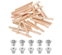 QUARKZMAN 200Pezzi Spinotti In Legno, 3/20" x 2 5/32" Aste In Legno Spinotti Diritti Scanalati Con 10Pezzi Pieni E Cavi Per Trasferimento Centri Tenone Per Progetti Di Falegnameria
