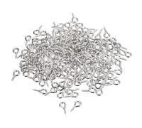 QUARKZMAN 200pz Piccoli Perni Occhio Vite Ganci Mini Occhielli Viti Filettate 5x10x1,2mm Vite Autofilettante per Gioielli Rendendo Reperti Fai da te Artigianato Argento Bianco