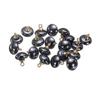 QUARKZMAN 20pcs 16L Perle Finto Nere Tonde Bottoni 10mm 3/8" Anello Metallo Oro Bottoni Cucito Sostituzione DIY Piccoli Bottoni per Cucire Abiti Abito da Sposa Matrimonio DIY Artigianato