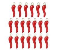 QUARKZMAN 20Pcs Charm Peperoncino 19x5mm Pendente Smaltato Lega Accessori Carini All'Ingrosso Per Creazione Gioielli Bracciali Collane Orecchini Portachiavi Accessori Fai Da Te, Rosso