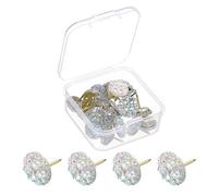 QUARKZMAN 20Pcs Puntine Con Cristalli 12mmx13mm Trasparente/Dorato | Puntine Da Disegno Decorative A Diamante Lucido, Per Lavagne In Sughero E Appendini Da Parete