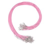 QUARKZMAN 20pz Cordino per Collana Cerato Bulk Rosa 1,5mm Dia 18" Cordino per Collana con Chiusura a Catena per Pendenti Braccialetti Forniture Creazione Gioielli Accessori