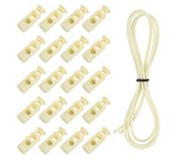QUARKZMAN 20Pz Fermacordi Doppio Foro Fermaglio a Molla per Lacci Beige | con Cordino Elastico da 39 Pollici, con Cordino Estensibile, Stringhe Paracord, in Plastica