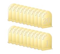 QUARKZMAN 20Pz Segnaposto in Acrilico, Dorato Ad Arco da 4.8 x 7 Pollici con Supporto, Cartelli in Acrilico Ad Arco per Decorazione Centrotavola Matrimonio (Numeri da 1 a 20)