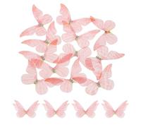 QUARKZMAN 20Pz Toppe Applicazioni Farfalla Tulle Trasparente, Appliques 3D con Due Strati da 50mm con Strass per Matrimoni, Feste, Decorazioni Domestiche e Abiti DIY, Rosa