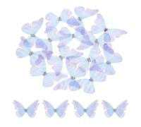 QUARKZMAN 20Pz Toppe Applicazioni Farfalla Tulle Trasparente, Appliques 3D con Due Strati da 50mm con Strass per Matrimoni, Feste, Decorazioni Domestiche e Abiti DIY, Viola Azzurro Chiaro