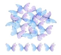 QUARKZMAN 20Pz Toppe Applicazioni Farfalla Tulle Trasparente, Appliques 3D con Due Strati da 50mm con Strass per Matrimoni, Feste, Decorazioni Domestiche e Abiti DIY, Viola Azzurro