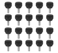 QUARKZMAN 20pz Vite a Testa Zigrinata Pomelli a Mano M4 x 10mm Filettatura Maschio Metrica Testa in Plastica Opaca da 13mm in Acciaio Inossidabile 304 Manopola Serraggio Bloccaggio, Nero