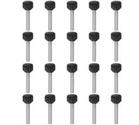 QUARKZMAN 20pz Vite a Testa Zigrinata Pomelli a Mano M6 x 30mm Filettatura Maschio Metrica Testa in Plastica Opaca da 16mm in Acciaio Inossidabile 304 Manopola Serraggio Bloccaggio, Nero