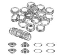 QUARKZMAN 20Set Occhielli per Teloni con Rondelle 12mm Occhiello Strumento Metallici color Rame per Tende Tessuti Cinture in Pelle Scarpe Borse DIY, Tono Argento (Perforatrice Non Inclusa)