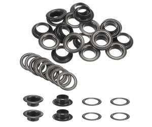 QUARKZMAN 20Set Occhielli per Teloni con Rondelle 12mm Occhiello Strumento Metallici color Rame per Tende in Tessuti Cinture in Pelle Scarpe Borse DIY, Gunmetal (Perforatrice Non Inclusa)