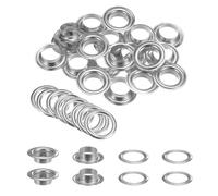 QUARKZMAN 20Set Occhielli per Teloni con Rondelle 14mm Occhiello Strumento Metallici color Rame per Tende Tessuti Cinture in Pelle Scarpe Borse DIY, Tono Argento (Perforatrice Non Inclusa)