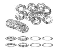 QUARKZMAN 20Set Occhielli per Teloni con Rondelle 30mm Kit Occhiello Strumento Metallici per Tende in Tessuti Cinture in Pelle Borse Fai Da Te, Tono Argento (Perforatrice Non Inclusa)