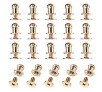 QUARKZMAN 20Set Round Head Button Stud Screw 5mm Lega Di Zinco Chicago Screws Button Stud Rivets Per Fai Da Te Pelle Cintura Portafoglio Borsa Riparazioni Decorazione, Oro