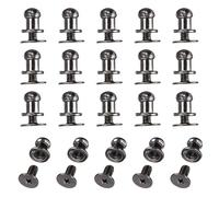 QUARKZMAN 20set Round Head Button Stud Screw 6mm Zinc Alloy Chicago Screws Button Stud Rivets For Leather DIY Craft Leather Belt Wallet Handbag Repairs Decoration, Gunmetal