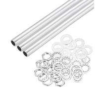 QUARKZMAN 21Pc Kit Tubo Lampada 10" Con Dadi Esagonali E Rondelle, Tubo Cavo Filettato M10 Per Assemblaggio Lampadari Lampade A Soffitto Fai Da Te, Argento