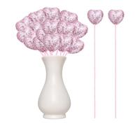 QUARKZMAN 24 Pezzi Cuori Glitterati in Schiuma Puffy Bastoncini Scintillanti a Forma di Cuore per Decorazioni di San Valentino Matrimonio Casa Vaso Forniture (Rosa, 3cm x 21cm)