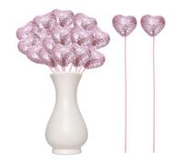 QUARKZMAN 24 Pezzi Cuori Glitterati in Schiuma Puffy Bastoncini Scintillanti a Forma di Cuore per Decorazioni di San Valentino Matrimonio Casa Vaso Forniture (Rosa, 4cm x 22cm)