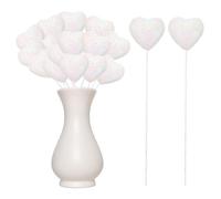 QUARKZMAN 24 Pezzi Cuori Glitterati in Schiuma Puffy Bastoncini Scintillanti a Forma di Cuore per Decorazioni di San Valentino Matrimonio Casa Vaso Forniture (Bianco, 4cm x 22cm)