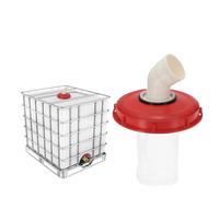 QUARKZMAN 245mm Coperchio Filtro Tappo IBC, Adattatore Tubo IBC A 45° in Plastica per Serbatoio Acqua 1000L con Filtro in Nylon Lavabile per Serbatoi d'Acqua da 275 Galloni, Rosso/Bianco