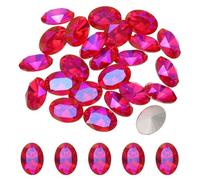 QUARKZMAN 24Pc Cristalli Ovali A Punta, Cristalli in Vetro Tagliati Ovali 10 x 14mm, Perline in Vetro Argentato per Decorazione Unghie Creazioni Bijoux Scarpette Cristallo, Rosso AB