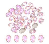 QUARKZMAN 24Pcs Cristalli Ovali A Punta, 10 X 14mm Cristalli Ovali A Taglio con Punta Posteriore per Unghie DIY Gioielli Artigianali Scarpe Cristallo, Rosa Moon Flower