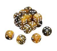 QUARKZMAN 24Pcs Dadi Standard Colorati A 6 Facce, 16mm D6 Acrilici Mini Set Dadi Policdrici A Due Tono Con Motivo Perline Perle Per Giochi Da Tavolo, Nero/Giallo, Puntini Bianchi