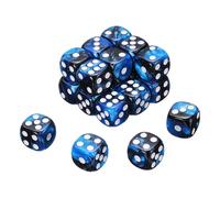QUARKZMAN 24Pcs Dadi Standard Colorati a 6 Facce, 16mm D6 in Acrilico Mini Policromatici Perlati a Due Tono Set di Dadi per Giochi da Tavolo, Nero/Blu, Punti Bianchi