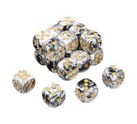 QUARKZMAN 24Pcs Dadi Standard Colorati A 6 Facce, 16mm D6 Mini Policromatici In Acrilico Con Motivo Perline Perle E Puntini Bicolori Per Giochi Da Tavolo, Nero/Bianco, Puntini Dorati