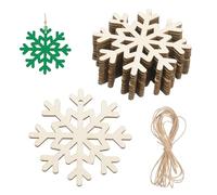 QUARKZMAN 24Pcs Decorarezioni Di Legno A Forma Di Fiocco Di Neve Da Dipingere 3" x 3" Decorarezioni Fai Da Te In Legno Grezzo Con Cordino Per Artigianato Regali Per Halloween.