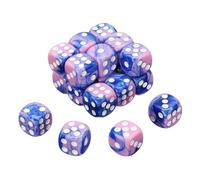QUARKZMAN 24Pezzi Dadi Standard Colorati a 6 Facce, 16mm Acrilico D6 Mini Poliedrico Due tono Colori Set Dadi Perline Perle Motivo per Giochi da Tavolo, Rosa/Blu, Puntini Bianchi