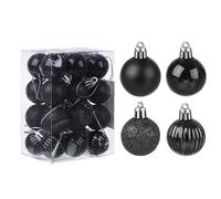 QUARKZMAN 24pz Nero 1,18" Natale Sfere Ornamentale Infrangibile Ornamenti Appeso Sfere per Alberi Natale, Matrimonio, Festa Decorazioni
