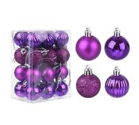 QUARKZMAN 24pz Viola 1,18" Natale Sfere Ornamentale Infrangibile Ornamenti Appeso Sfere per Alberi Natale, Matrimonio, Festa Decorazioni