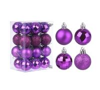 QUARKZMAN 24pz Viola 1,57 Pollici Natale Sfere Ornamentale Infrangibile Ornamenti Appeso Sfere per Alberi Natale, Matrimonio, Festa Decorazioni