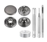 QUARKZMAN 24Set Bottoni Automatici a Pressione in Pelle, 10mm Dia 2.72" Lungo in Ottone con 4 Strumenti Installazione Inclusi Metallo da Cucire per Borse Cappotti Barche Tela, Nero Pistola