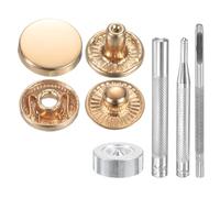 QUARKZMAN 24Set Bottoni Automatici a Pressione in Pelle, 12.5mm Dia 2.72" Lungo in Ottone con 4 Strumenti Installazione Inclusi Metallo da Cucire per Borse Cappotti Barche Tela, Oro