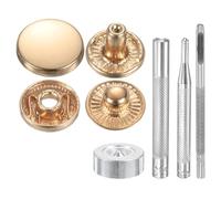 QUARKZMAN 24Set Bottoni Automatici a Pressione in Pelle, 15mm Dia 2.72" Lungo in Ottone con 4 Strumenti Installazione Inclusi Metallo da Cucire per Borse Cappotti Barche Tela, Oro