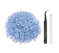 QUARKZMAN 2500Pcs Strass Resina con Base Piatta, SS20 5mm Strass Resina all'Ingrosso Pietre Tonde Luminose con Strumenti di Presa per DIY Nail Art Tazze Magiche Tazze Abiti, Blu Chiaro
