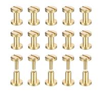 QUARKZMAN 25Pack Viti In Ottone Chicago, 5x6mm Testa Piatta Viti Post Binding Chiodi Rivetti Per Fai Da Te Cinture In Pelle, Tono Ottone