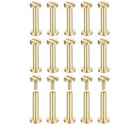 QUARKZMAN 25Pack Viti In Ottone Chicago Screws, 15x6mm Testa Piatta Viti Post Binding Chiodi Rivetti Per Fai Da Te Artigianato In Pelle Cinture, Tono Ottone