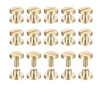 QUARKZMAN 25Pack Viti In Ottone Chicago Screws, 3x8mm Testa Piatta Viti Post Binding Chiodi Rivetti Per Fai Da Te Artigianato In Pelle Cinture, Tono Ottone
