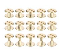 QUARKZMAN 25Pack Viti In Ottone Chicago Screws, 4x12mm Testa Piatta Screw Back Binding Post Nail Stud Rivets per Fai Da Te Artigianato In Pelle Cinture Strap, Tono Ottone