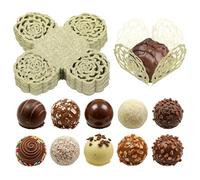 QUARKZMAN 25Pcs Truffle Wrapper Cupcake Liners, Glitter Rose Hollow Small Truffle Baking Cups Chocolate Paper Candy Cups for Birthday Wedding Christmas Party Decor, Cyan Gold.