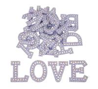 QUARKZMAN 26 Pezze Lettere A-Z In Ferro Da Stira Con Paillettes Viola E Perle Decorativi Applicazione Con Strass Lettere Inglesi Per Riparazioni Fai Da Te Di Abbigliamento Cappello Borse