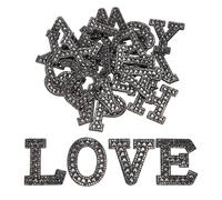 QUARKZMAN 26 Pezze Lettere Da Stirare Decorative A-Z, Alfabeto Nero Scuro Con Glitter perline Applicazione Di Strass Lettere Inglesi Per Riparazioni Fai Da Te Abbigliamento Cappello Borsa