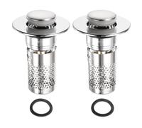 QUARKZMAN 2Pci Filtro per Lavello del Bagno, Tappo per Lavello con Filtro Rimovibile in Acciaio Inossidabile 304 2.9" x 2.4" Adatto per Fori da 1.4"-2.1"