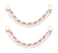 QUARKZMAN 2Pcs 10.2'' Catena Doppia Borsa Perline Perle, Catena Estensione Borsa Metallo, Manico Doppio Pelle PU Con Catena Polso, Sostituzione Cinturino Borsa (Rosa, Catena Oro)