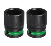 QUARKZMAN 2Pcs Bussola Ad Impatto Bassa 6 Punte Attacco 1/2" 22mm Acciaio CR-V Per Dado Esagonale Perni Assali Per Riparazione Auto Macchine Lunghezza 1.5" Verde Nero